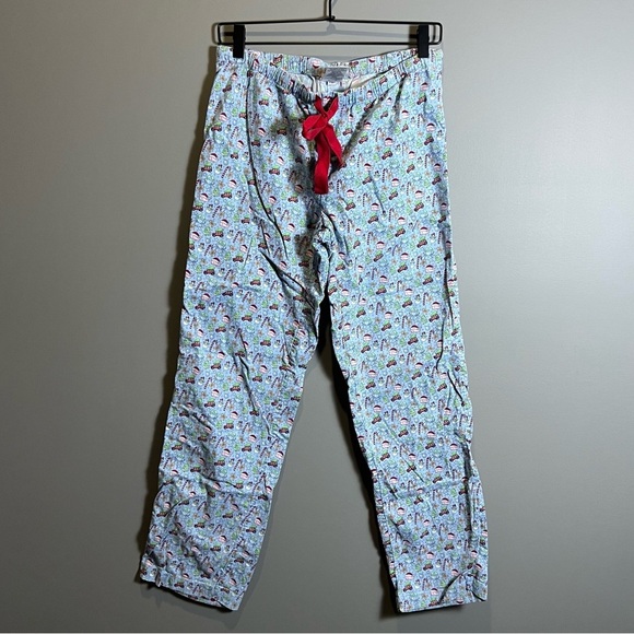 Vineyard Vines Whale & Christmas Patterned Pajama Pants with Red Drawstring - Picture 1 of 7